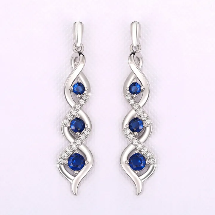Huitan%20Newly%20Designed%20Women's%20Earrings%20for%20Wedding%20Accessories%20Fancy%20Twist%20Earrings%20with%20Blue%20Cubic%20Zirconia%20Temperament%20Jewelry%20-%20Image%205