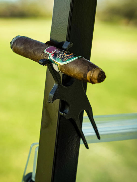 Golf Multi-Tool Universal Cigar Clip Beer Shotgun and Golf Divot Tool Magnetic Golf Cart Cigar Holder Clip Golf Cart Accessories