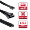 10.5 Inch 3 Way 4 Pin PWM Fan Splitter Cable For Computer ATX Case Cooling Fan.