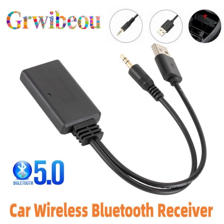 Car Universal Wireless Bluetooth-compatible Receiver USB 3.5mm Aux Media Bluetooth 5.0 Music Player Audio Cable Adapter