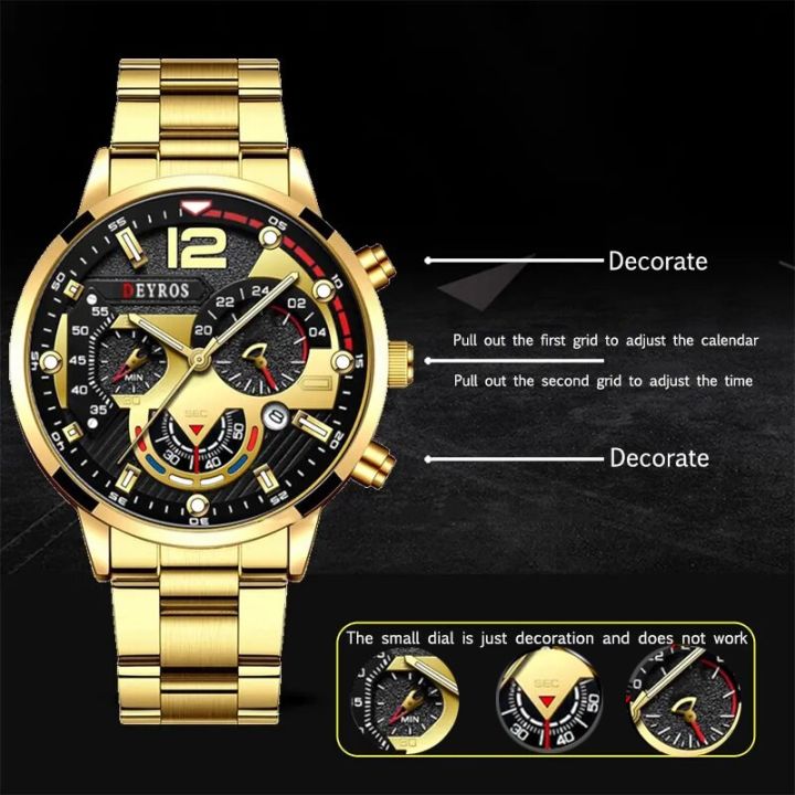 3PCS%20Set%20Fashion%20Mens%20Business%20Watches%20Male%20Casual%20Stainless%20Steel%20Quartz%20Wristwatch%20Men%20Gold%20Necklace%20Bracelet%20Wrist%20Watch%20-%20Image%202