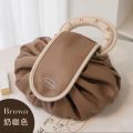 Lazy Drawstring Cosmetic Bag Waterproof PU Portable Large Capacity One-Closure Makeup Organizer for Women Girls Travel . 