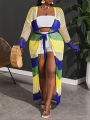 Plus Size Transparent Crochet Cardigan Dress Women's Summer Fashion Beach Cover-Up Holiday Seaside Attire Vacation Wear. 