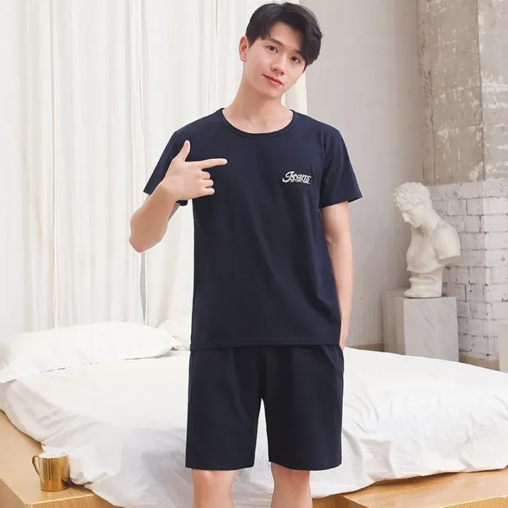 Men%20Pajama%20Set%20Cotton%20Short%20Sleeve%20Shorts%20Casual%20Striped%20Nightwear%20Loungewear%20Two-Piece%20Set%20Plus%20Size%20Summer%20Man%20Sleepwear%20-%20Image%202