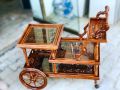 4 step Wooden Tea Trolly, Handcrafted Tea Trolly with Glass Top, Artistically crafted Elegant modern design 4 Step Tea Trolly with Glass Top. 