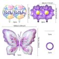 5 Pcs Butterfly Foil Balloons Set Purple Sunflower Set Baby Shower Wedding Romantic Butterfly Theme Birthday Party Decorations.