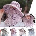 Summer Women Wide Brim Garden Work Shade Hat Face Mask No Detachable Sunhat Outdoor Breathable Fisherman Hat UV Protection .