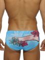 Men's Skull Pattern Drawstring Briefs, Summer Beach Swimming Trunks. 