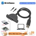 Hot Sell Mini SATA CD/DVD/Bluray ROM/RW to USB 2.0 Adapter Cable.