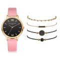 5pcs Set Top Style Fashion Women's Luxury Leather Band Analog Quartz WristWatch Ladies Watch Women Dress Reloj Mujer Black Clock. 