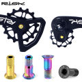 RISK 2pcs/bag Road Mountain Bike Bicycle M5*14.2mm Shift Rear Derailleur Pulley Jockey Wheel Fixing Bolts Screws Titanium Alloy. 