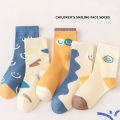 5 Pairs Cotton Solid Kids Boys Half Socks Letter Smiling Pattern  Comfotable Sweat Absorbing Elastic Socks for Children Girls. 
