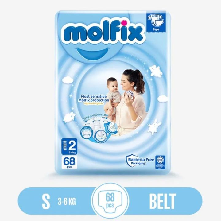 International product Molfix Baby Diaper Belt 2 Mini 3-6 kg
68pcs Made in Turkey