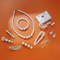 22piece Ladies Jewelry Set Pearl Earrings Necklace Feather Scissors Pearl Hairpin Set. 