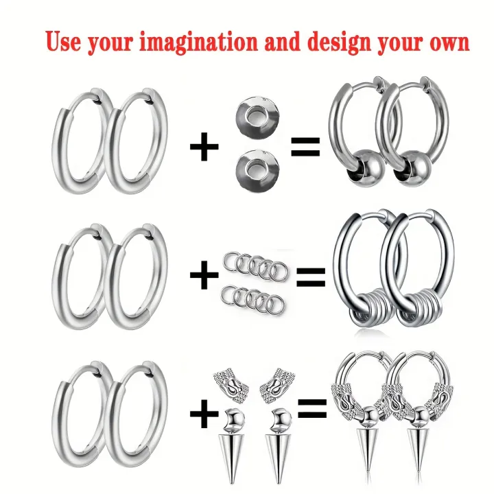 1pair%20Simple%20Punk%20Style%20Stainless%20Steel%20Viking%20Round%20Circle%20Cone%20Feather%20Totem%20Huggie%20Hoop%20Earrings%20for%20Men%20Women%20Ear%20Jewelry%20-%20Image%205