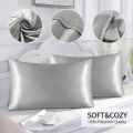 1pc Simulated Silk Smooth Plain Pillowcase Soft Double-sided White Black Grey Khaki Blue Pink Pillow Case Skin Friendly Bedding.