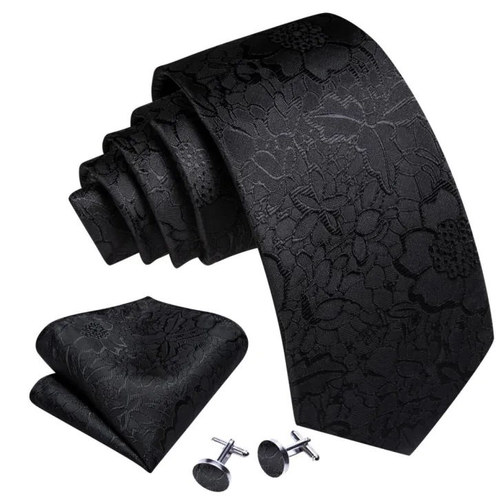 Barry.Wang%20Black%20White%20Gray%20Silver%20Men%20Tie%20Handkerchief%20Cufflinks%20Set%20Jacquard%20Necktie%20for%20Male%20Wedding%20Business%20Party%20Gift%20-%20Image%202