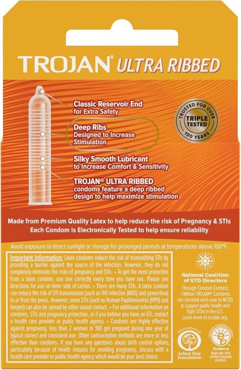 TROJAN%20Stimulations%20Ultra%20Ribbed%20Lubricated%20Condom,%203ct%20-%20Image%202