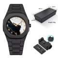 Aura watch 2025 New Arabic Aura Watch Black Modern Creative Design Waterproof Stainless Steel Chain Quartz Movement. 