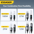 Essager 4 In 1 Digital Display USB Cable Type C 100W PD Fast Charging Wire For iPhone Macbook iPad Type C Lighting Cable.