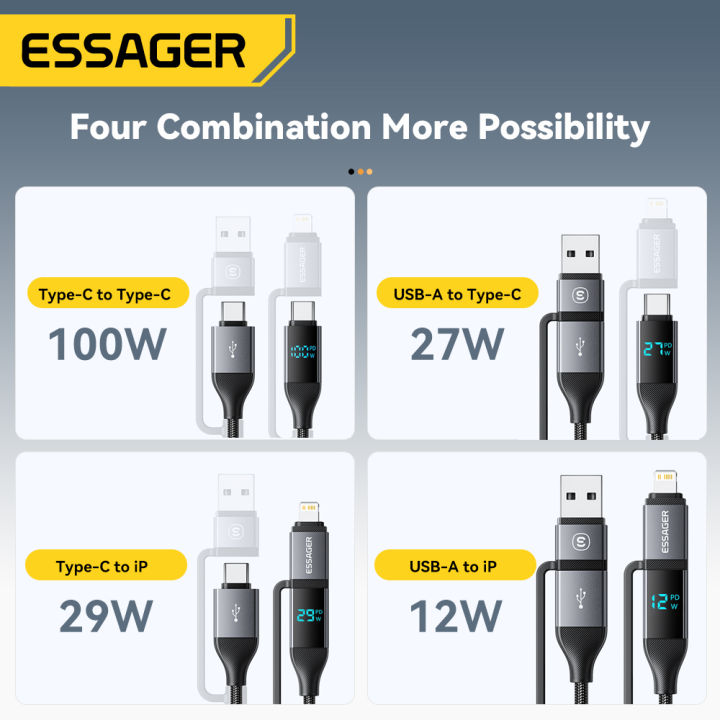 Essager%204%20In%201%20Digital%20Display%20USB%20Cable%20Type%20C%20100W%20PD%20Fast%20Charging%20Wire%20For%20iPhone%20Macbook%20iPad%20%20Type%20C%20Lighting%20Cable%20-%20Image%205