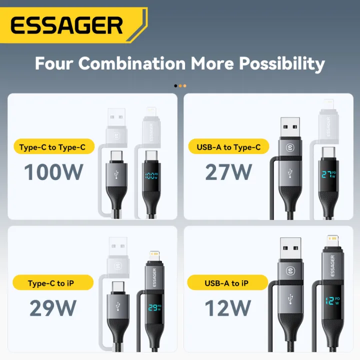 Essager%204%20In%201%20Digital%20Display%20USB%20Cable%20Type%20C%20100W%20PD%20Fast%20Charging%20Wire%20For%20iPhone%20Macbook%20iPad%20%20Type%20C%20Lighting%20Cable%20-%20Image%205