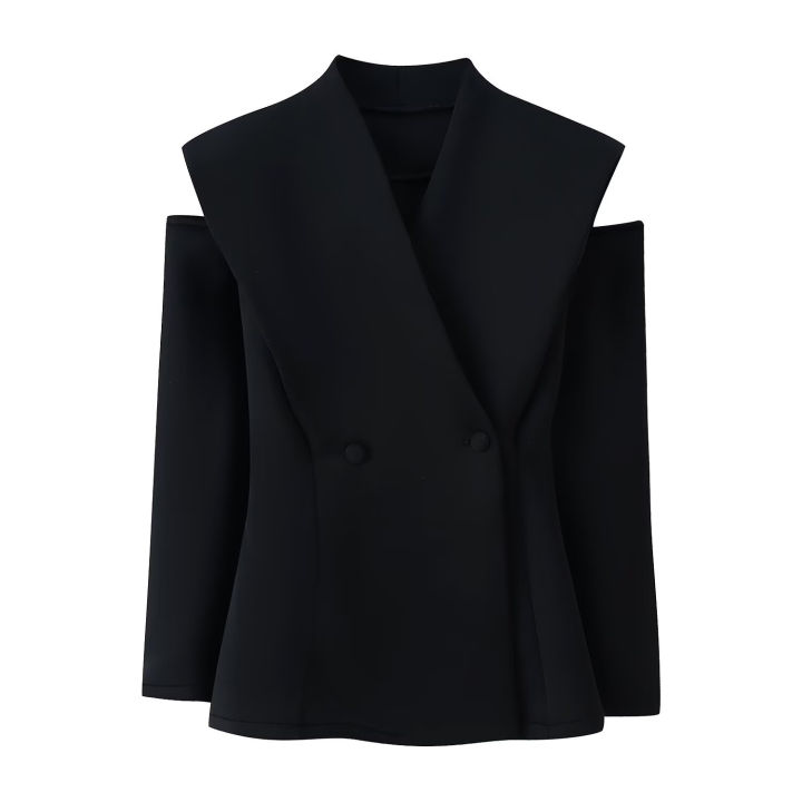 Spring%20new%20women's%20commuting%20style%20slim%20fit%20with%20hollowed%20out%20design%20off%20shoulder%20long%20sleeved%20double%20breasted%20suit%20jacket%20-%20Image%202