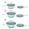 3 Pieces Silicone Folding Bowls with Lid Foldable Lunch Box Portable Salad Bowl Sets. 