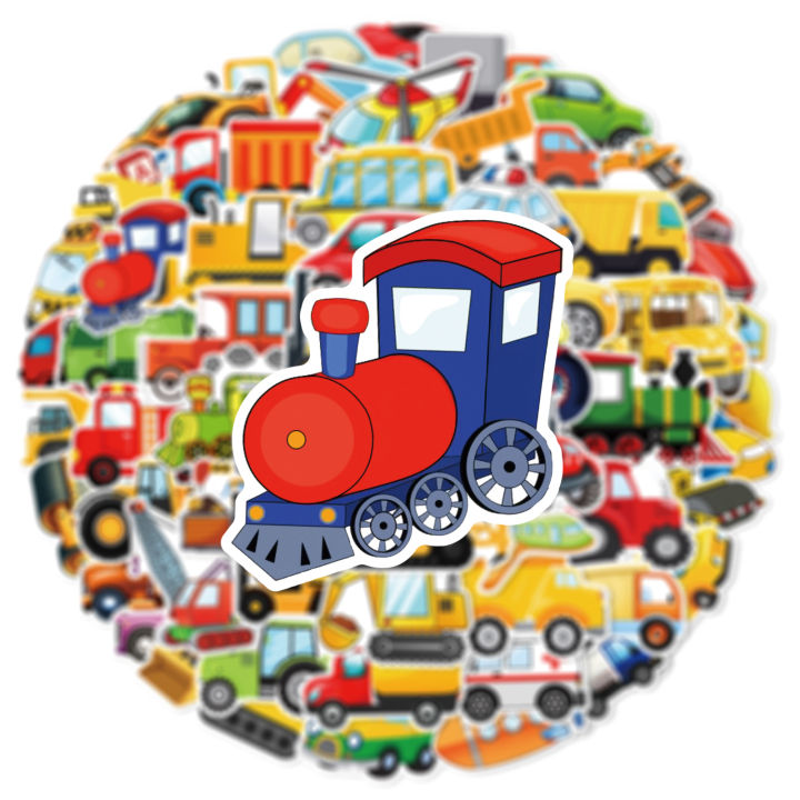 60%20Pcs%20Cartoon%20Engineering%20Vehicle%20Transportation%20Sticker%20Helmet%20Decoration%20Waterproof%20Sticker%20-%20Image%205