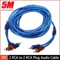 1PC 3m,5m,10m 2 RCA to 2 RCA Plug Car Audio Amplifier Braided Copper Cable Audio Amplifier for Home Cinema Digital Stereo Hi-Fi System. 