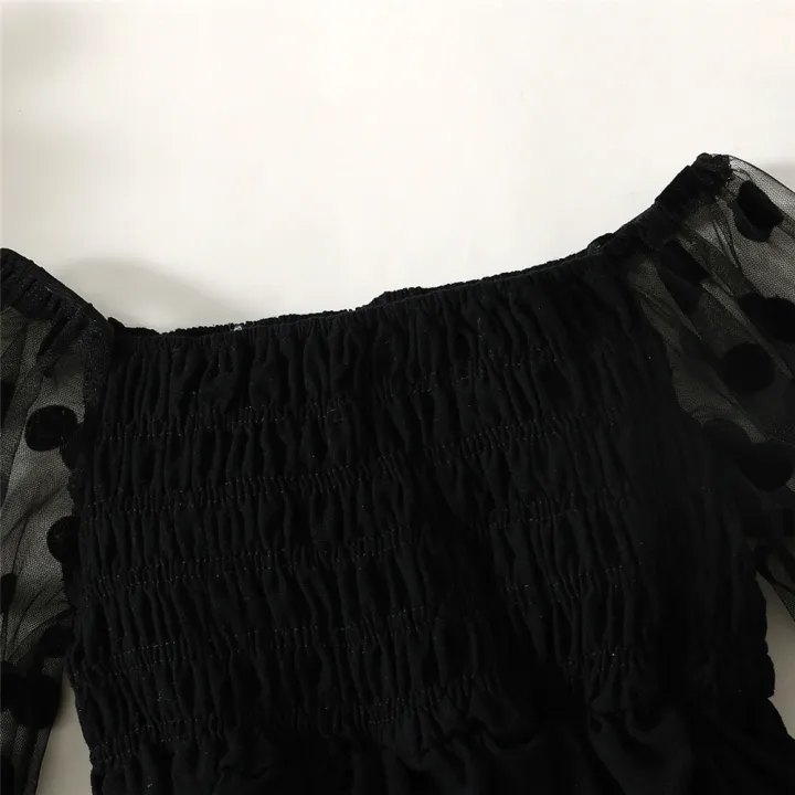 1-6%20Year%20Baby%20Girl%20Fashion%20Off%20the%20Shoulder%20Black%20Mesh%20Long%20Sleeved%20Dress%20%20for%20Spring&Autumn%20Party%20Photography%20Skirt%20Outfits%20-%20Image%202