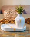 Beautiful Concrete Hand made Mini Vase and Mini Oval Tray | White and Golden colour vase and Oval Tray| Minimal design || Decorative vase and Oval tray| Home decor | Concrete Home decor | Dry flowers vase and Oval Tray. 