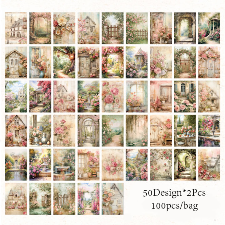 100pcs/pack%20Garden%20Whisper%20Series%20Retro%20Handbook%20Tearable%20Material%20Paper%20Creative%20DIY%20Handmade%20Scrapbook%20Aesthetic%20Craft%20Paper%20-%20Image%206