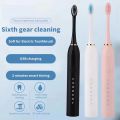 Adult Sonic Electric Toothbrush IPX7 Waterproof with DuPont Brush Head USB Rechargeable High-Frequency Cleaning 6 Modes.