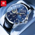OLEVS 5538 Moon Phase Men's Watches Chronograph Luminous Dial Quartz Watch for Man Waterproof Fashion Genuine Wristwatch.