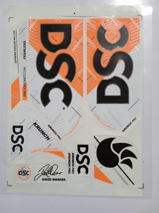 New 3D 2024 DSC ORANGE & BLACK Edition Cricket Bat Sticker For Professional Players
