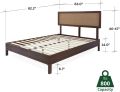 Bme Nipe Queen 14 Inch Bohemian Bed Frame with Adjustable Woven Headboard - Rustic & Vintage Unique Style with Acacia Wood - No Box Spring Needed - Easy Assembly - . 