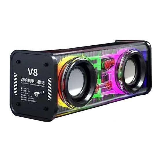 V8 Transparent RGB Light Bluetooth 5.0 Portable Wireless Speaker ...