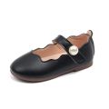 Girls Leather Shoes for Party Wedding Solid Color Kids Princess Shoes with Big Pearl Round-toe Children Shallow Moccasin Shoes. 