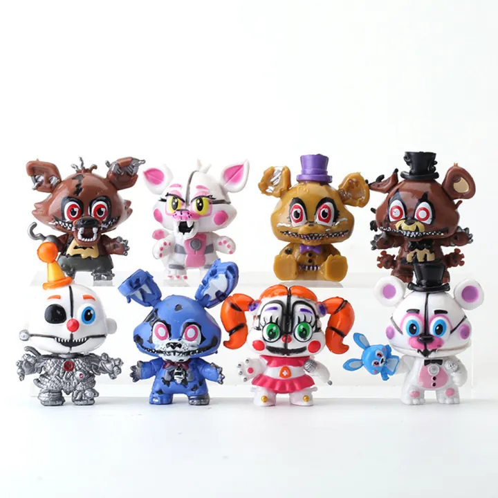 8 Pcs/Set FNAF Figure Freddy Bonnie Foxy Figures Collection Model Game Role Doll Nightmare Fredbear Figure Toys Gift