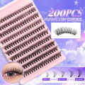 200PCS D Curl Eyelash Cluster Set with 30D40D80D and 80D Spiky Style Natural Wispy Volume Lashes. 