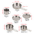 8pcs/Set Camping Cookware Mess Kit Stainless Steel Cooking Pot and Pan Set with Plates Cups for Outdoor Hiking Backpacking. 