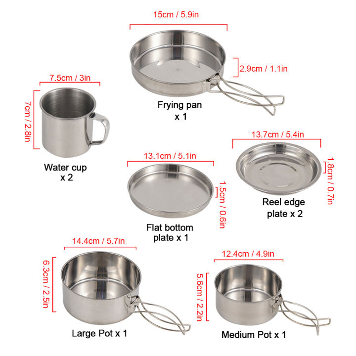 8pcs/Set%20Camping%20Cookware%20Mess%20Kit%20Stainless%20Steel%20Cooking%20Pot%20and%20Pan%20Set%20with%20Plates%20Cups%20for%20Outdoor%20Hiking%20Backpacking%20-%20Image%205