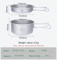 Boundless Voyage Titanium Pot Pan Set with Folding Handles Camping Cookware Hiking. 