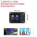 HAOLIDE Rocker Switch Aluminum Panel 3 Gang Toggle Switches Dash 5 Pin ON/Off 2 LED Backlit for off-road useCar Marine Blue. 