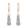 IOGOU Original 925 Sterling Silver 1.80CTTW D Color Moissanite Drop Hook Earrings for Women 3-Stone Dangel Earring Wedding Hoops. 