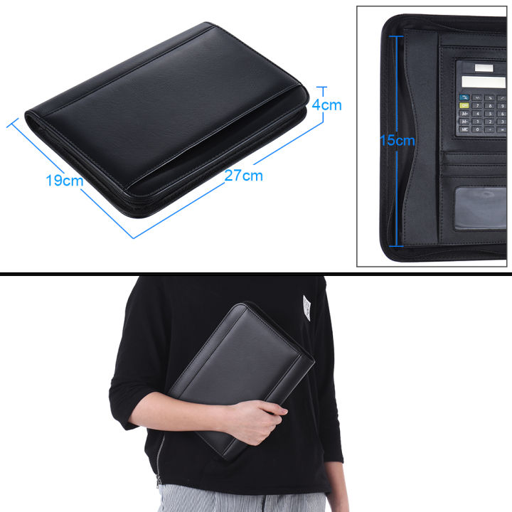 A5%20Business%20Portfolio%20Padfolio%20Folder%20Document%20Case%20Organizer%20A5%20PU%20Leather%20Zippered%20Closure%20Calculator%20Card%20Holder%20Memo%20-%20Image%204