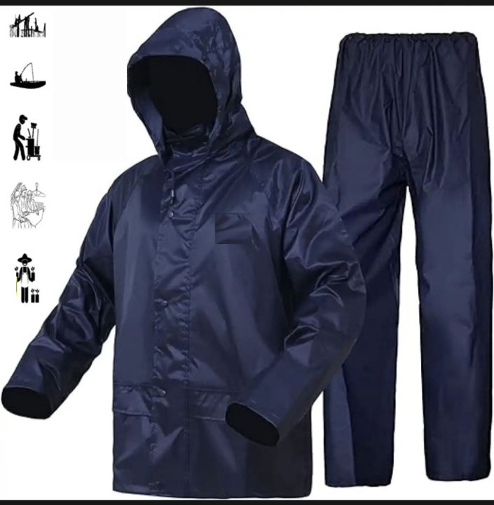 Rain Coat With Trouser, high Quality Rubber coated material