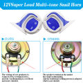 12V Universal Waterproof Car Snail Horn 8 Sounds 18 Voices Tone Super Loud 115DB Music Speaker Motorcycle Horn Snailhorn 1Pairs.