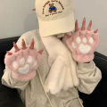 Lovely Plush Cat Claw Paw Gloves Plush Mittens Warm Soft Plush Short Fingerless Fluffy Bear Gloves Costume Half Finger Gloves. 